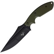 V NIVES 03091 Frontier Survivor Black Fixed Blade Knife OD Green Handles