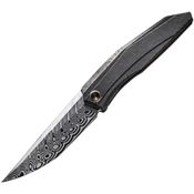 We 22033DS1 Cybernetic Etched Damascus Knife Black Handles