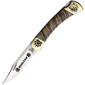 Yellowhorse 431 Bear Paw Custom Buck 110 Lockback Knife Brown Mammoth Handles