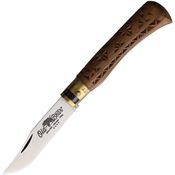 Old Bear 930719LNI ANT930719LNI Satin Folding Knife Brown Handles