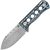 QSP 141I Canary Neck 141I Steel Fixed Blade Knife Black White/Blue Handles