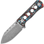 QSP 141J Canary Neck 141J Steel Fixed Blade Knife Red White/Blue Handles