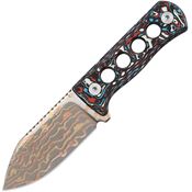 QSP 141H Canary Neck Steel Fixed Blade Knife Red White/Blue Handles