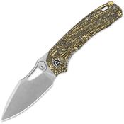QSP 146A1 Hornbill Stonewashed Linerlock Knife Golden Carbon Fiber Handles