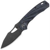 QSP 146B2 Hornbill Black Stonewashed Linerlock Knife Blue Carbon Fiber Handles