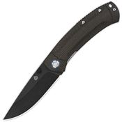 QSP 109C2 Copperhead Black Stonewashed Linerlock Knife Brown Handles