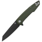 QSP 108B2 Phoenix Black Linerlock Knife Green Handles