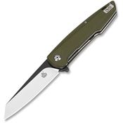QSP 108B Phoenix Black Linerlock Knife Green Handles