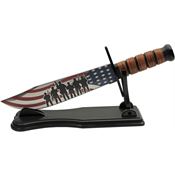 China Made 211573 Flying Flag Bowie American Flag/Military Artwork Fixed Blade Knife Stacked Handles
