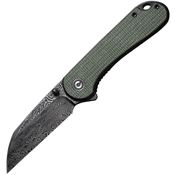 Civivi 18062AFDS1 Elementum II Damascus Knife Green Handles