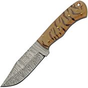 Damascus 1384 Diamond Dust Pine Hunter Damascus Fixed Blade Knife Silver Handles