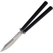 Flytanium 0824 Talisong Z Balisong Stonewash Folding Knife Black Handles