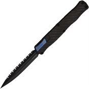 Heretic 0206CCFBLU Auto Cleric II OTF CF/Blue Serrated Black Knife Carbon Handles