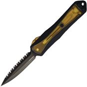 Heretic 0286CU Auto Manticore E Ultem OTF Serrated Black Knife Black Handles