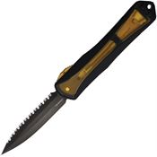 Heretic 0326CU Auto Manticore X OTF Ultem Serrated Black Knife Black Handles