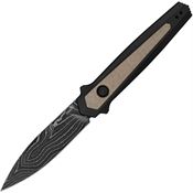 Kershaw 7950DAM Auto Launch 15 Button Lock Damascus Knife Black Handles