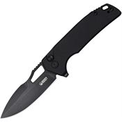 Kubey 316A RDF Black Stonewashed Button Lock Knife Black Handles