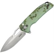 Kubey 316C RDF Button Lock Knife Camo Handles