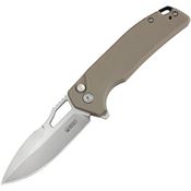 Kubey 316D RDF Button Lock Knife Tan Handles