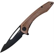 Kubey 345E Merced Knife Tan Black Handles