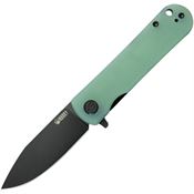 Kubey 371D NEO Black Stonewashed Linerlock Knife Jade Handles