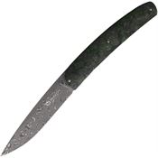 Maserin 380DV Gourmet Damascus Linerlock Knife Green/Black Handles