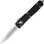 Microtech 12210 Auto Ultratech Stonewashed Double Edge OTF Knife Black Handles