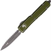 Microtech 12212DOD Auto Ultratech Apocalyptic Serrated Double Edge OTF Knife Distressed OD Green Handles