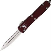 Microtech 12212MR Auto Ultratech Stonewashed Serrated Double Edge OTF Knife Merlot Handles
