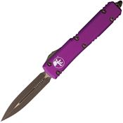 Microtech 12213APVI Auto Ultratech Apocalyptic Double Edge OTF Knife Violet Handles