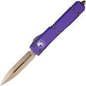 Microtech 12213PU Auto Ultratech Bronze Double Edge OTF Knife Purple Handles