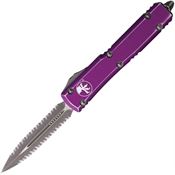 Microtech 122D12DVI Auto Ultratech Apocalyptic Serrated Double Edge OTF Knife Distressed Violet Handles