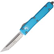 Microtech 12312TQ Auto Ultratech Stonewashed Serrated Tanto OTF Knife Turquoise Handles