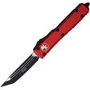 Microtech 1231RD Auto Ultratech Black/Satin Tanto OTF Knife Red Handles