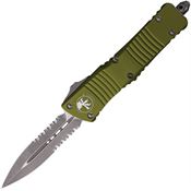 Microtech 14211APOD Auto Combat Troodon Apocalyptic Part Serrated Double Edge OTF Knife OD Green Handles