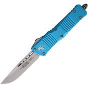 Microtech 14310TQ Auto Combat Troodon Stonewashed Single Edge OTF Knife Turquoise Handles