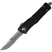 Microtech 14311AP Auto Combat Troodon Apocalyptic Part Serrated Single Edge OTF Knife Black Handles