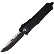 Microtech 1431T Auto Combat Troodon Black/Satin Single Edge OTF Knife Black Handles
