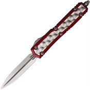 Microtech 20610RDBI Auto Makora Stonewashed Double Edge OTF Knife Red Handles