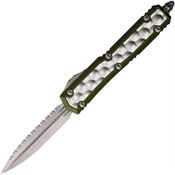 Microtech 20612ODBI Auto Makora Stonewashed Serrated Double Edge OTF Knife Black\Stonewashed Handles