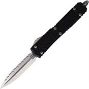 Microtech 20612S Auto Makora Stonewashed Serrated Double Edge OTF Knife Black\Black Handles