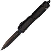 Microtech 2061DLCTC Auto Makora Stonewashed Serrated Double Edge OTF Knife Black\Carbon Fiber Handles