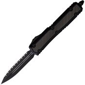 Microtech 2063TCFIS Auto Makora Black Cerakote Serrated Double Edge OTF Knife Black\Carbon Fiber Handles