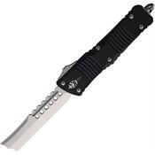 Microtech 219R10S Auto Stonewashed Combat Hellhound Razor Knife Black Handles