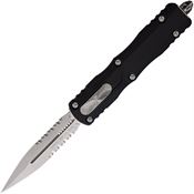 Microtech 22711 Auto Dirac Delta Apocalyptic Part Serrated Double Edge OTF Knife Black Handles