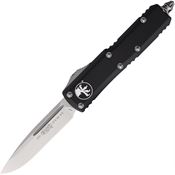 Microtech 23110 Auto UTX-85 Stonewashed Single Edge OTF Knife Black Handles