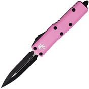 Microtech 2321BPK Auto UTX-85 Black/Satin Double Edge OTF Knife Pink Handles