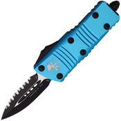 Microtech 2383TQ Auto Mini Troodon Serrated Double Edge OTF Knife Turquoise Handles