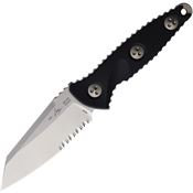 Microtech 93M11 Socom Alpha Mini Warcom Partially Serrated Stonewash Fixed Blade Knife Black Handles