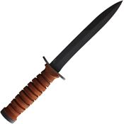 Ontario 8155SEC Trench Knife Second Black Fixed Blade Knife Grooved Stacked Leather Handles
